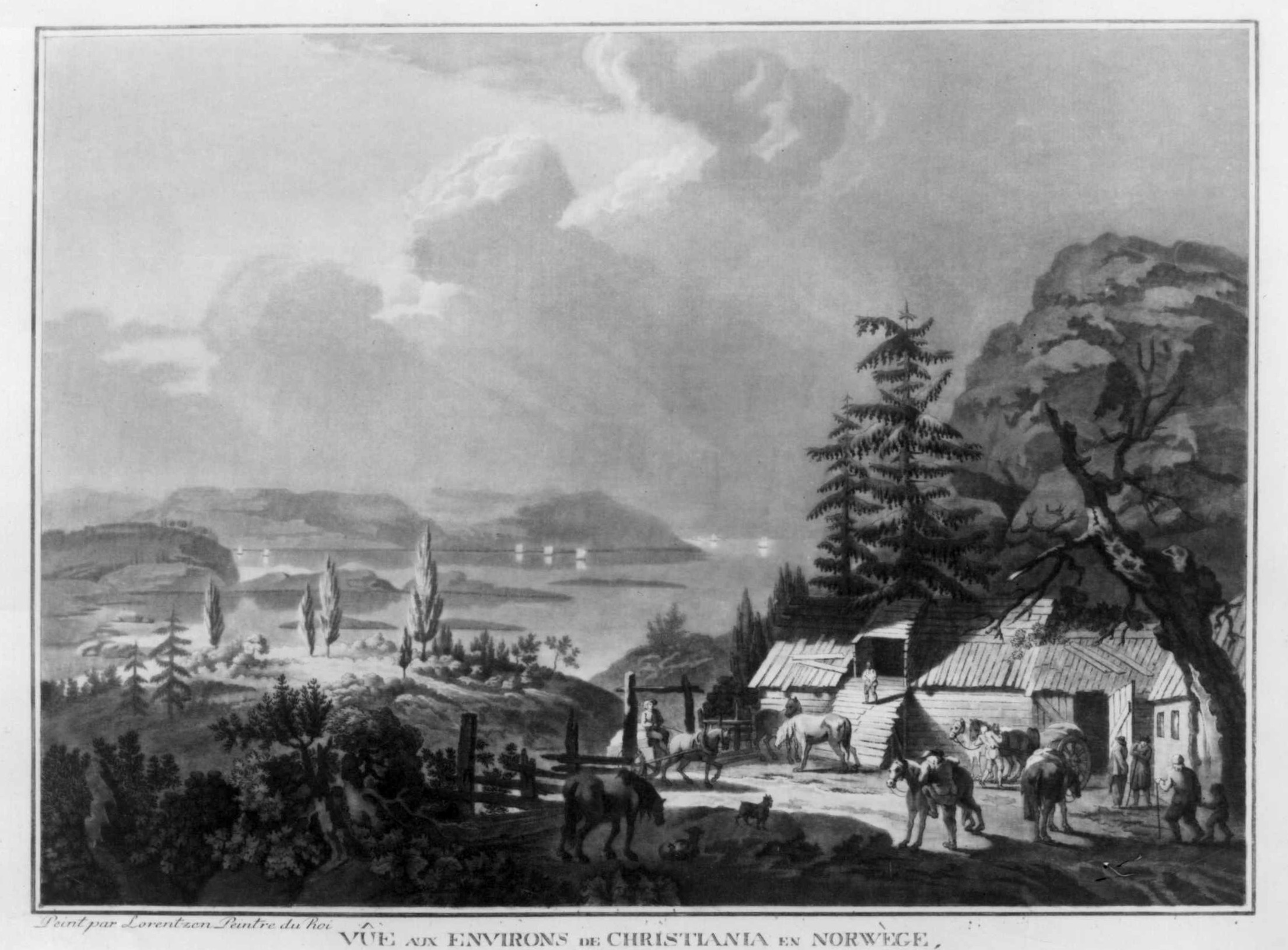 Ravnsborg 1786. Litografi av Chr. Lorentzens